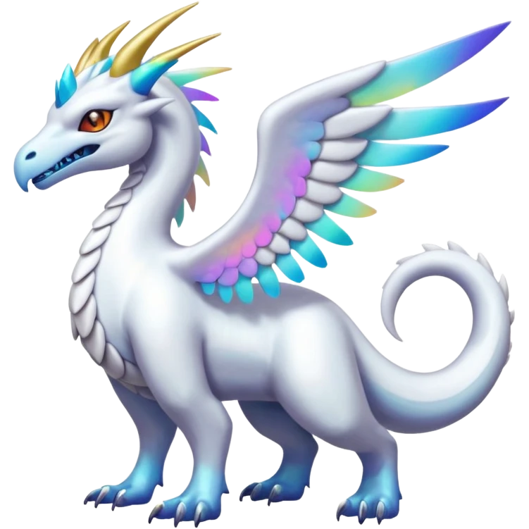 Shiny Exotic Colorful Amaura-Reshiram-Fakémon-hybrid-creature (full body)  emoji