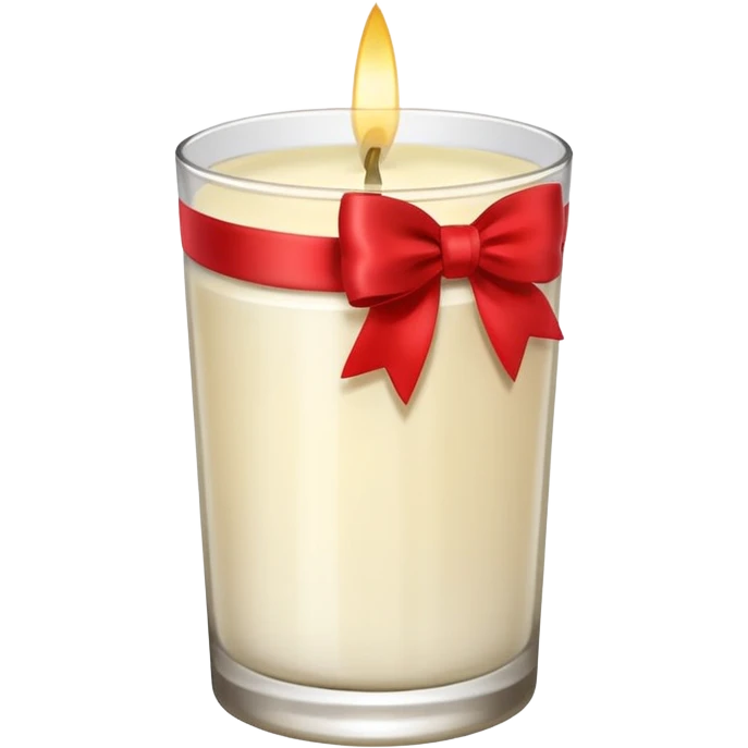 Soft vanilla long glass candle, with little red bow emoji