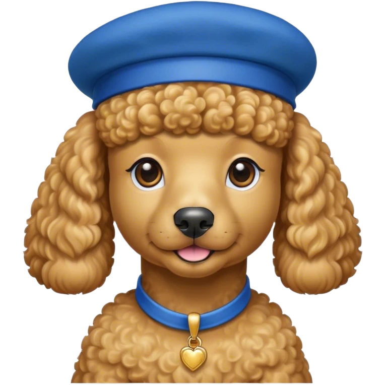 Gold poodle wearing blue beret  emoji