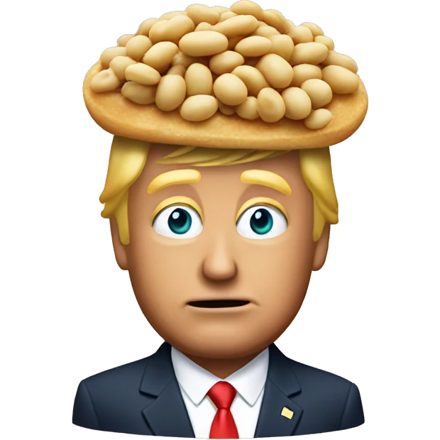 Donald trump with a bean on his head emoji