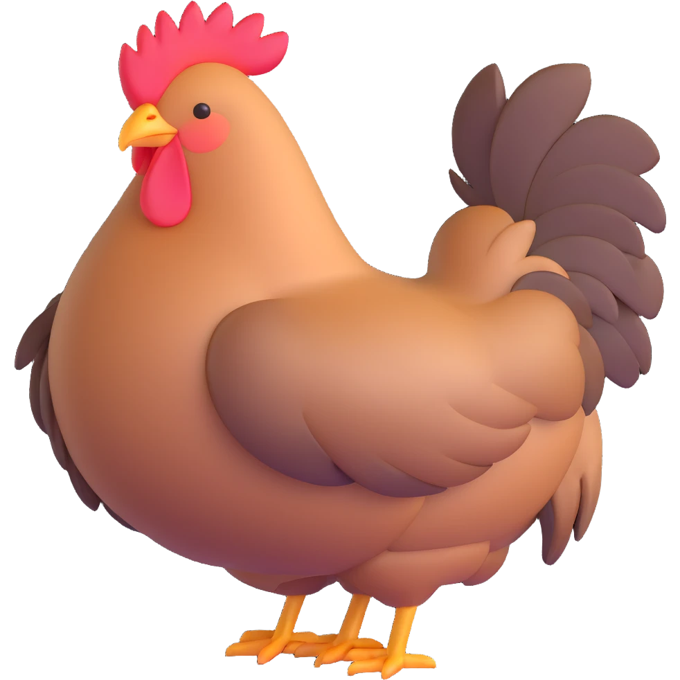 adorable hen with detailed feathers emoji
