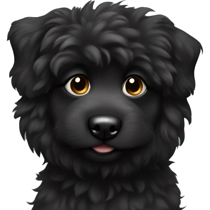 Black fluffy puppy with floppy ears emoji