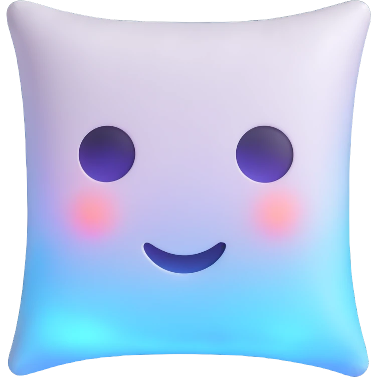 ethereal white pillow emoji, soft and glowing with a subtle blue aura emoji