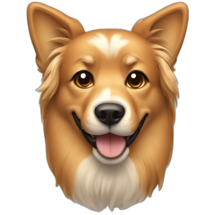 Furry caramel dog with lifted ears emoji