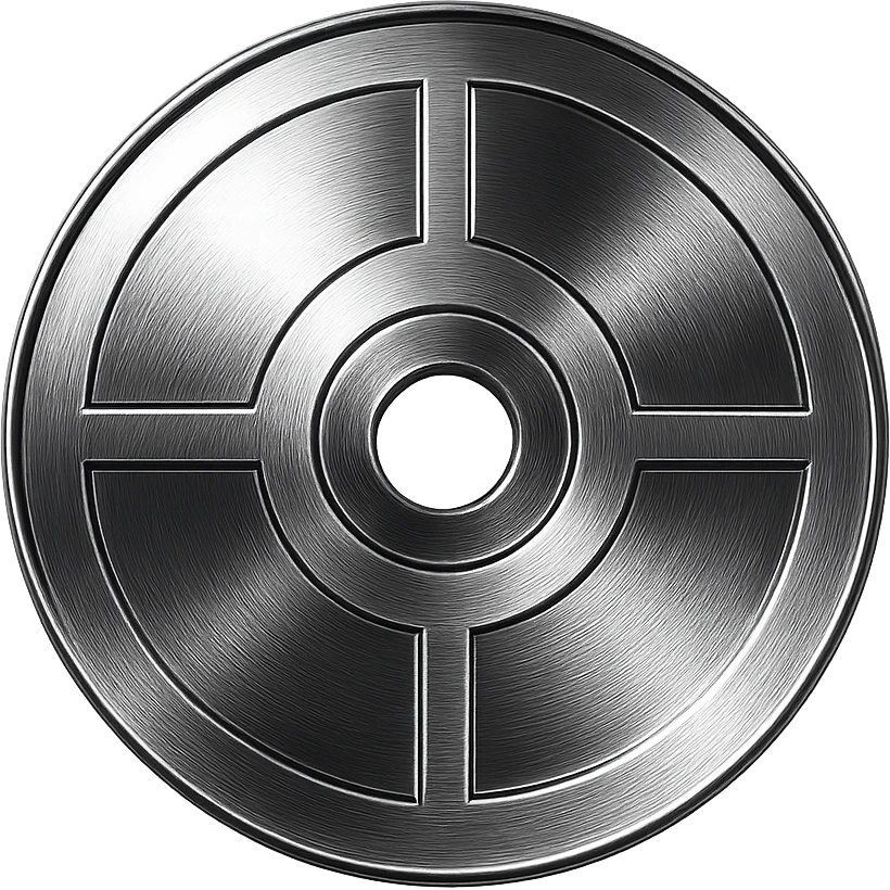 A minimalist CD disc with geometric pattern, glowing effect, red color. emoji