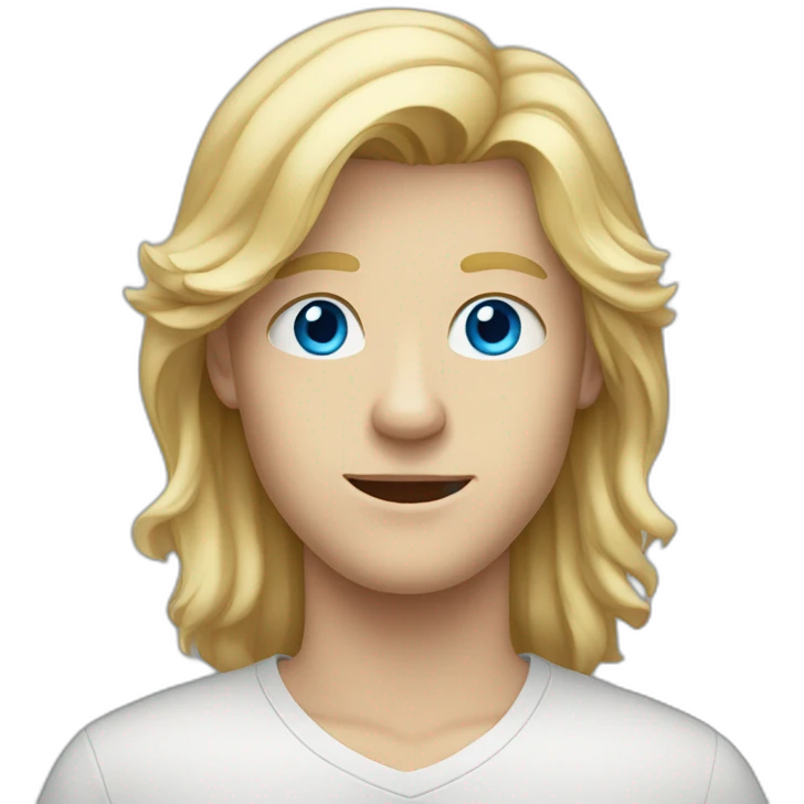 blue-eyed teen-ager man with long blond hair emoji
