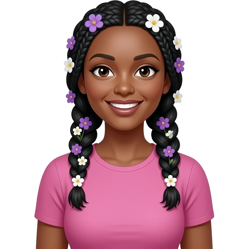 african Woman with flowers and pink shirt top emoji