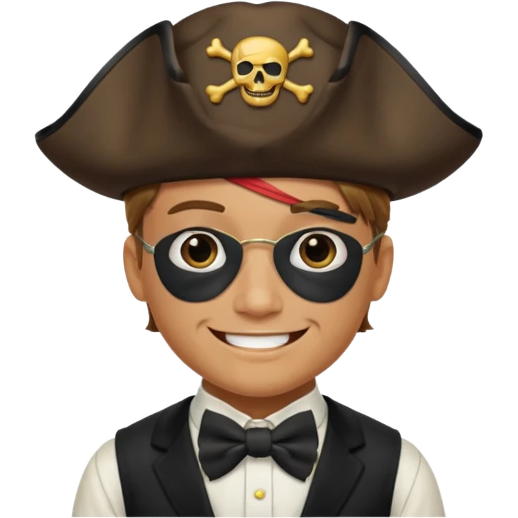 Pirate with eyepatch and bow tie emoji