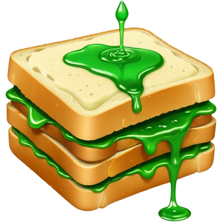 A sandwich with green goop syrup on top emoji