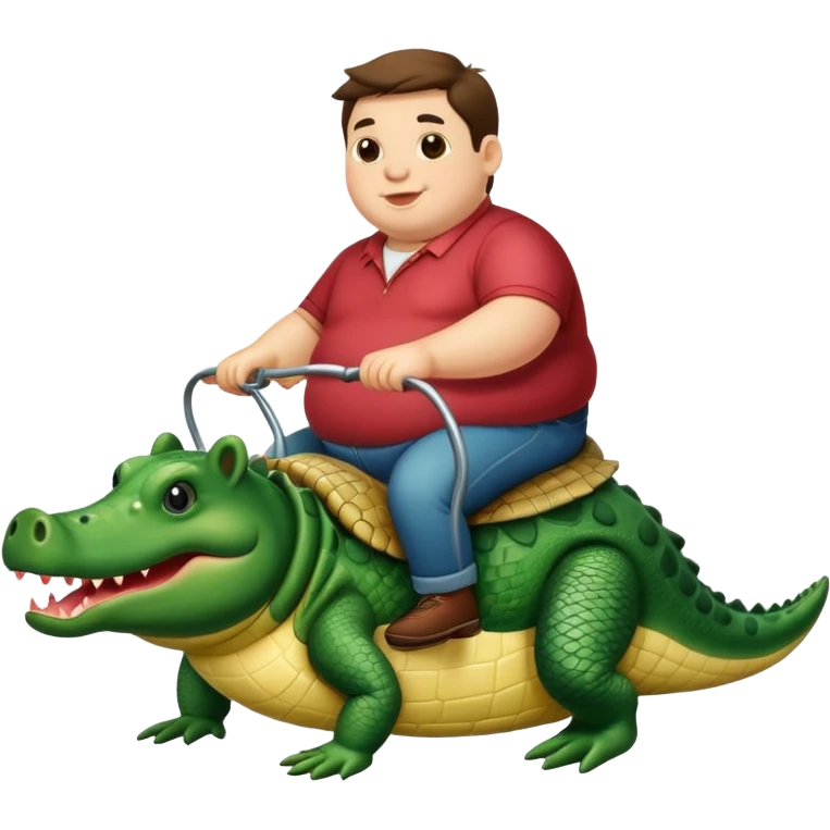 A fat pig riding a alligator  emoji