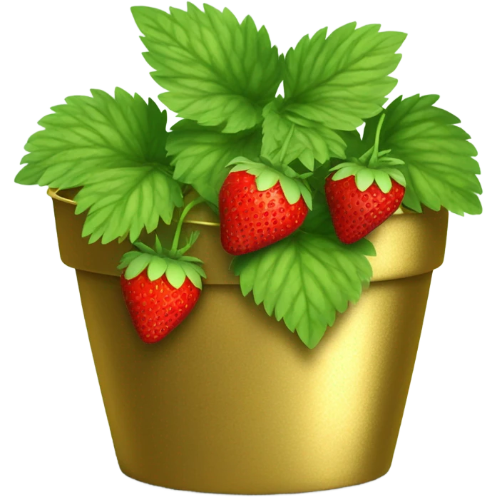 Strawberry plant in gold pot emoji