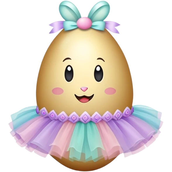 An Easter egg wearing a tutu emoji