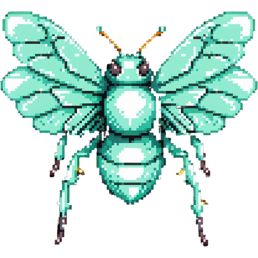 Mint green female bee with diamond wings, sparkly rhinestones, and glittery effects emoji