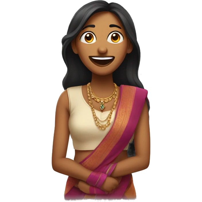 indian woman with tongue coming from between while smiling emoji