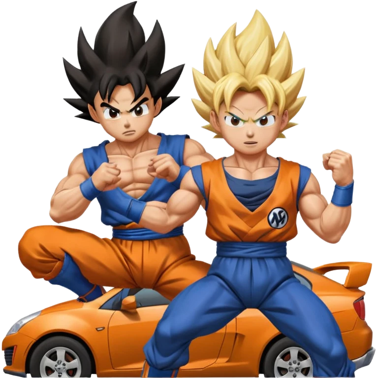 Goku crashes cars throw on Vegeta's head  emoji