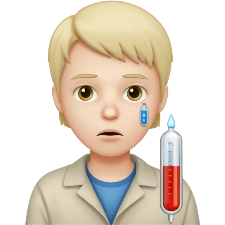 persona enferma con un termometro en la boca  pero que no tenga ropa de enferma  emoji