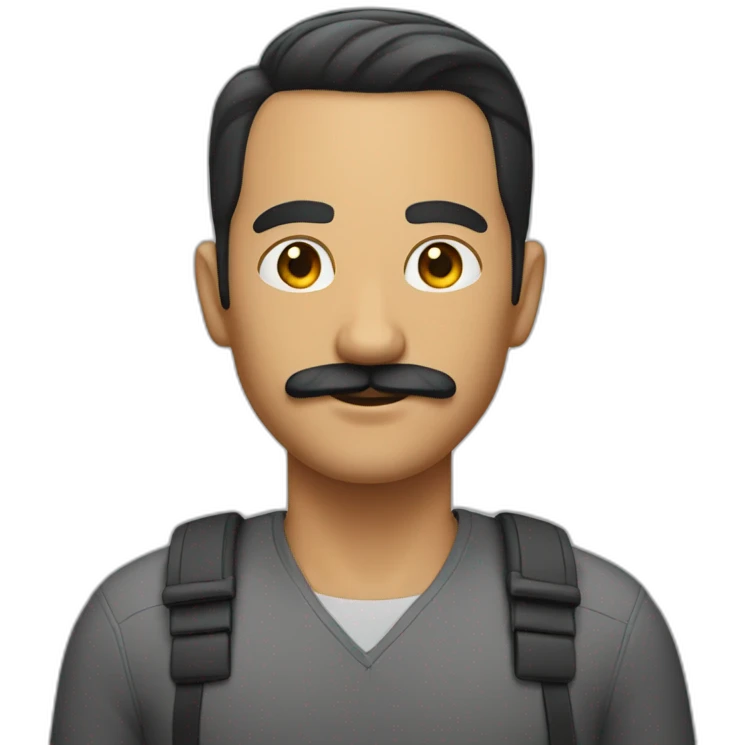 man with moustache and slicked back short hair emoji