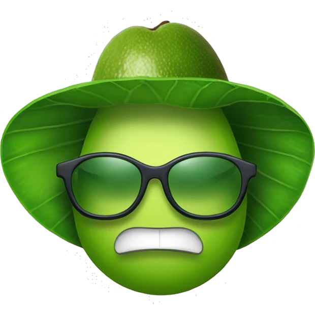 un aguacate con gafas y una gorra emoji