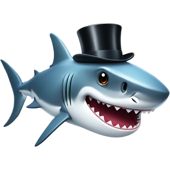 Shark with a top hat emoji