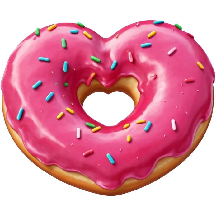 Realistic isolated heart shaped donut with red frosting. emoji