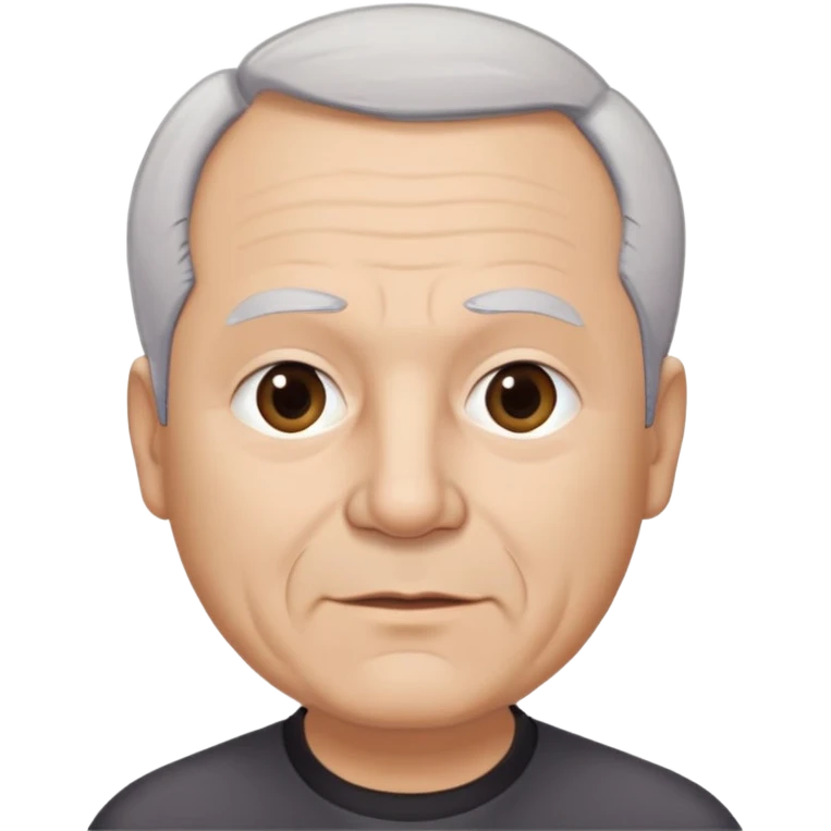 Front-facing portrait of René Monclova. Older Hispanic man with light complexion, round face, and wide jawline. Short gray-white hair with receding hairline. Expressive dark eyes, prominent eyebrows. Professional appearance. Wearing a dark shirt. emoji