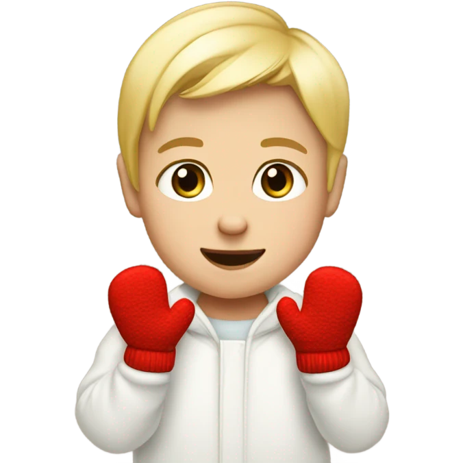 blonde babyboy wearing mittens emoji