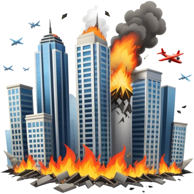 plane hitting two skyscrapers emoji