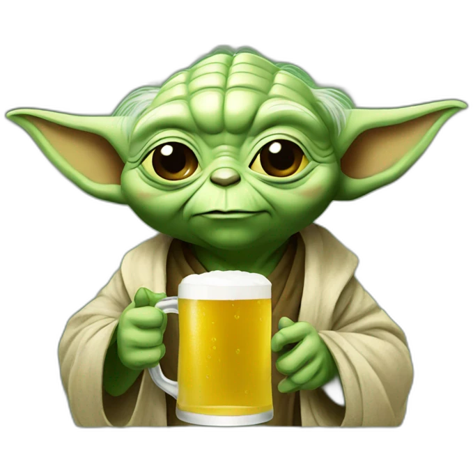 Yoda drinking beer emoji