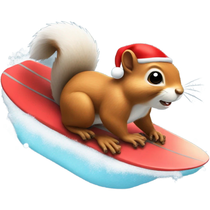 Squirrel surfing with Santa hat on  emoji