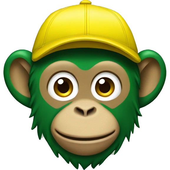 monkey green shirt and yellow hat emoji