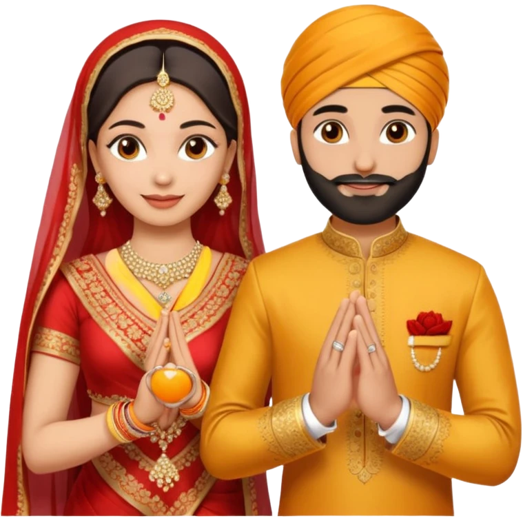 Two hands in a engagement..One hand of groom and one hand of bride. Bride hand - red/yellow saree. groom- light orange punjabi (oonly hands will be visible in the image). Groom's hand is holding a ring.*only the image of hand should be visible* emoji