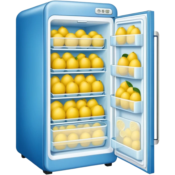 a blue refrigerator full of lemons emoji