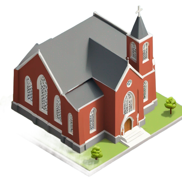 isometric red brick modern English church  emoji
