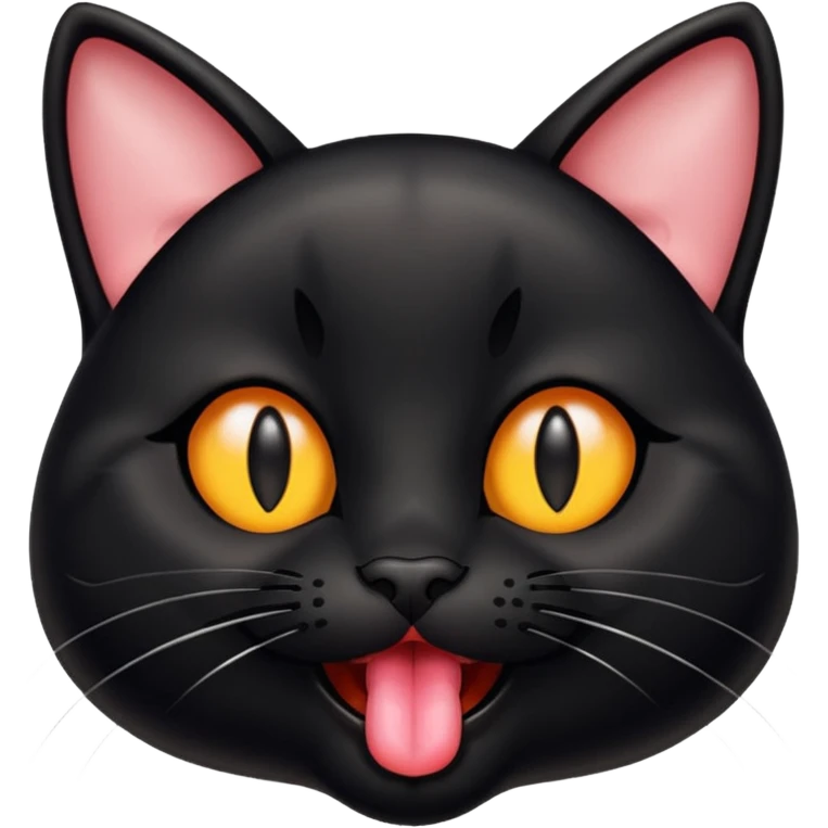 A real black cat with its tongue out emoji