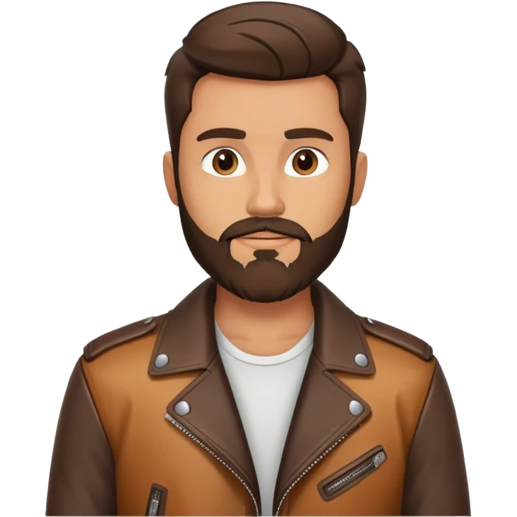Brunette man with a beard wearing a leather jacket  emoji