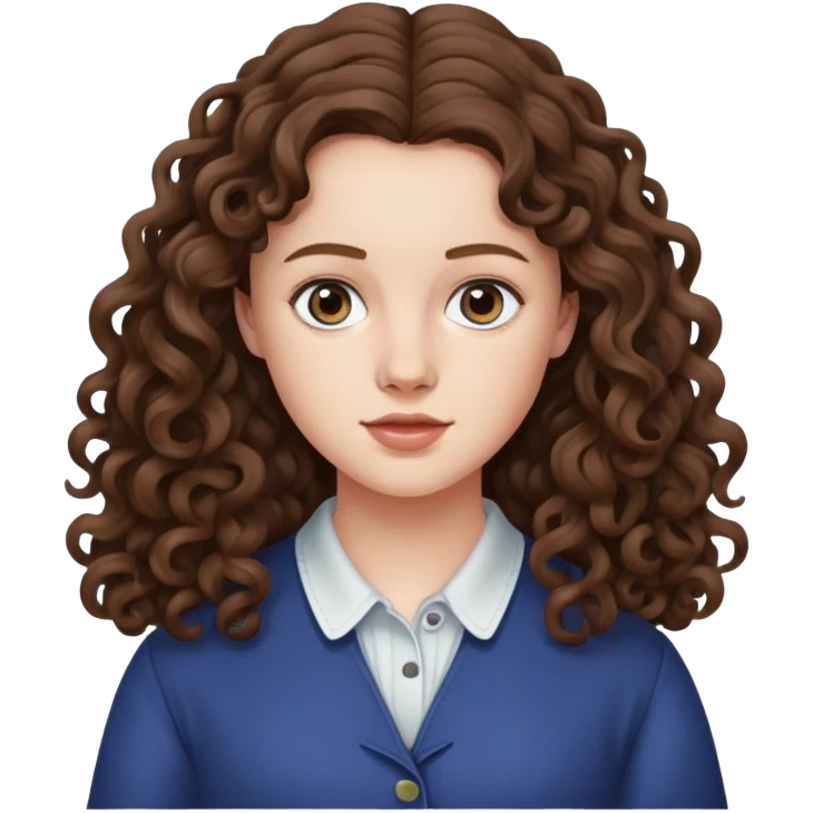 Hannah Baker from Thirteen Reasons Why with long curly brown hair emoji