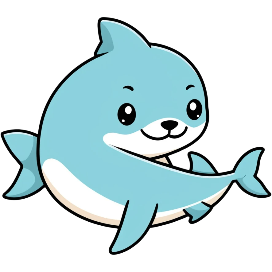 Cute shark with a bow next to a otter emoji