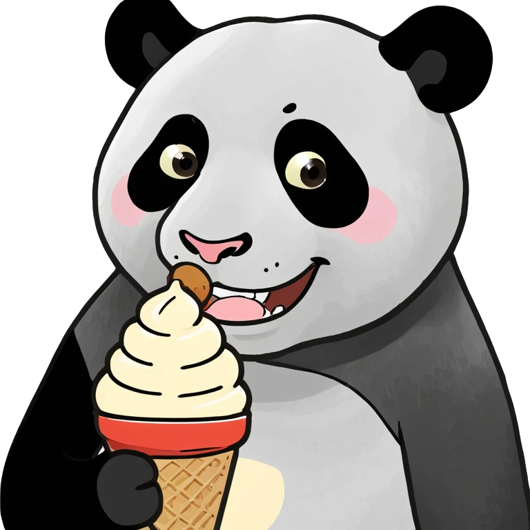 Panda eating ice cream emoji