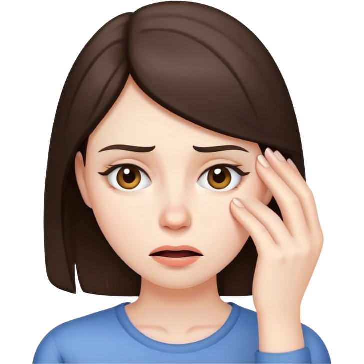Stressed brunette woman emoji
