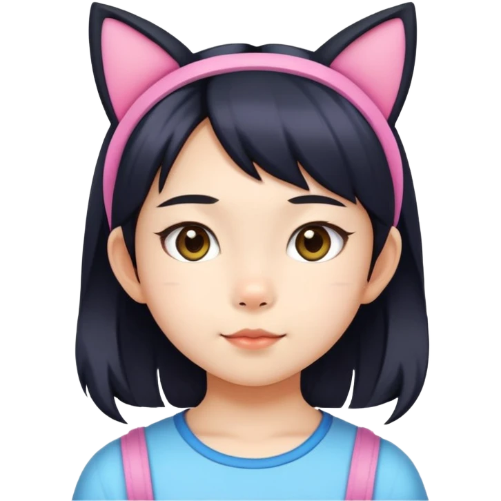 7 years old asian girl with a cat ears emoji
