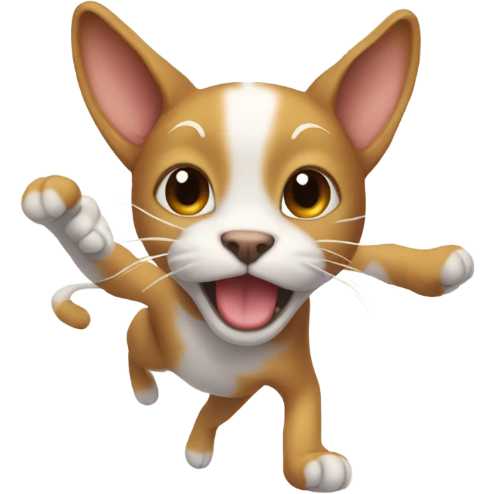 Cat with dog ears that’s doing a backflip with twinkle toes emoji