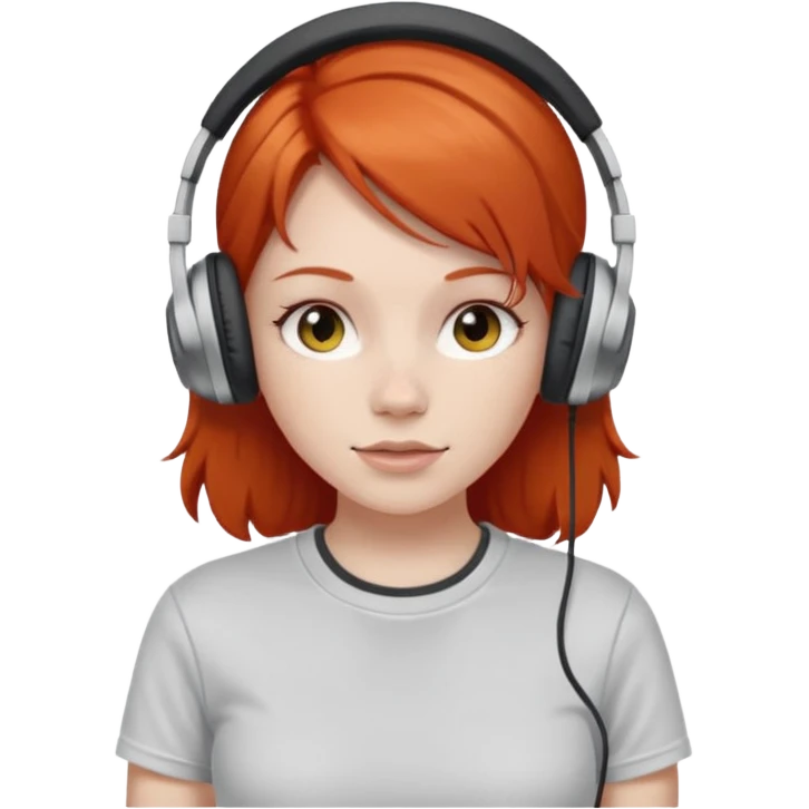 redhead skin white girl with deportive t shirt and headphones emoji