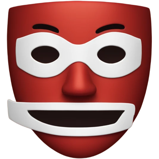 a red mask with a white square on a guard emoji