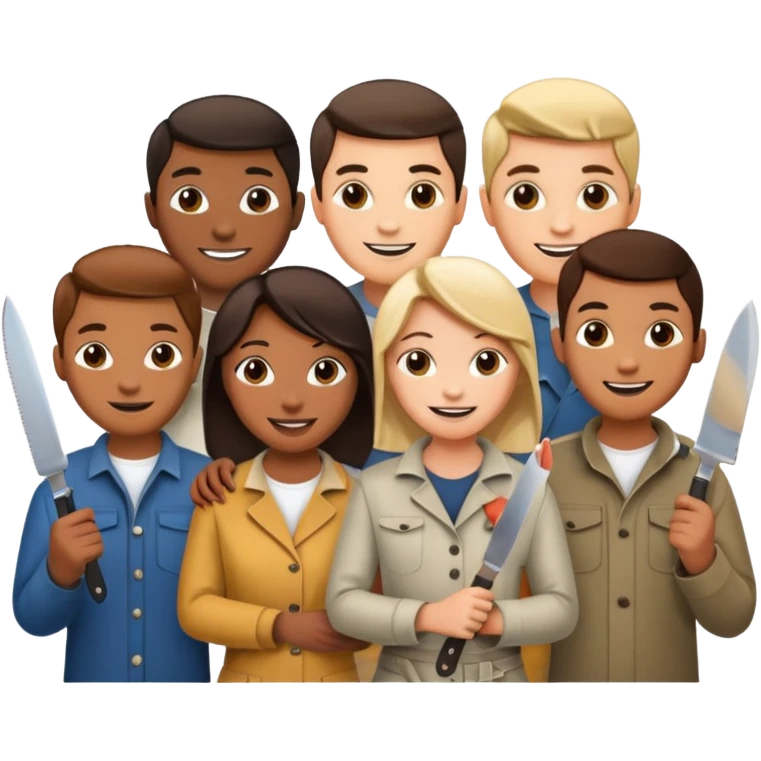 Make a group of friends with another friend holding a knife emoji
