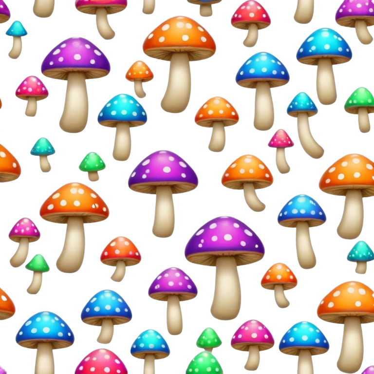 psychedelic colored hippie style mushrooms emoji