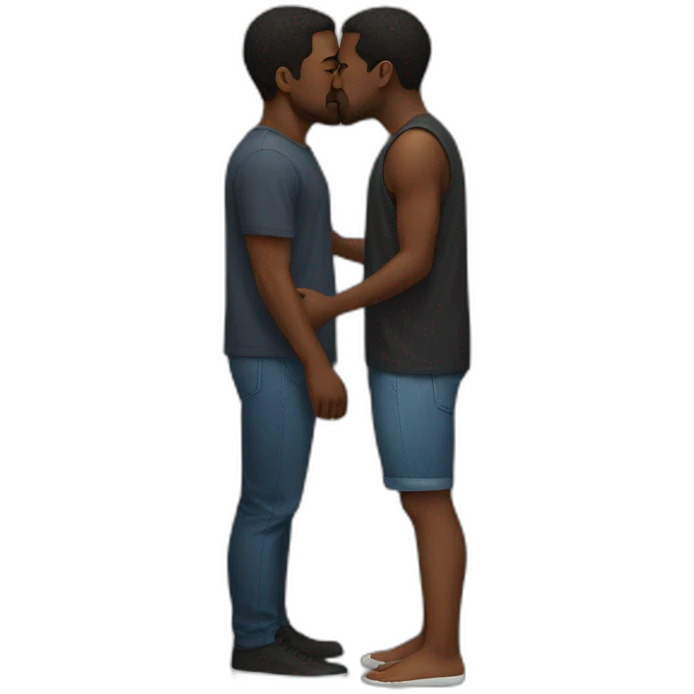 Black men kissing emoji