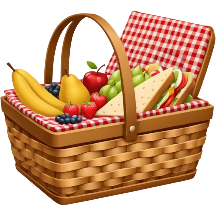 wicker basket with picnic cloth in it emoji