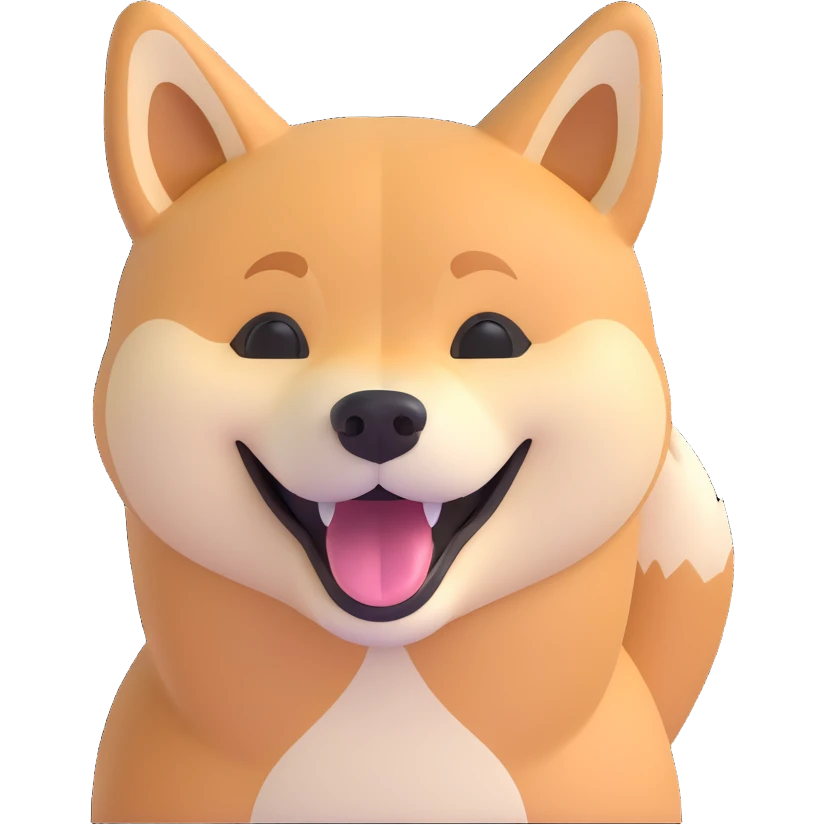 shiba inu, laughing emoji