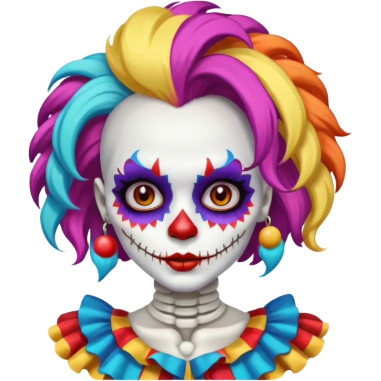 cute skeleton woman clown with makeup emoji