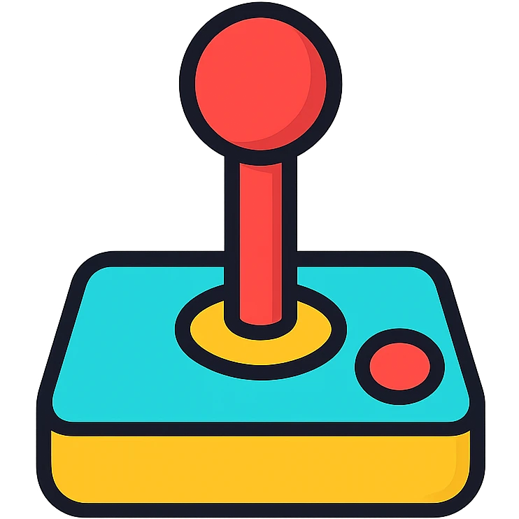 joystick, lineal color icon style, clean lines, vibrant color fill, modern and playful, suitable for app icon emoji